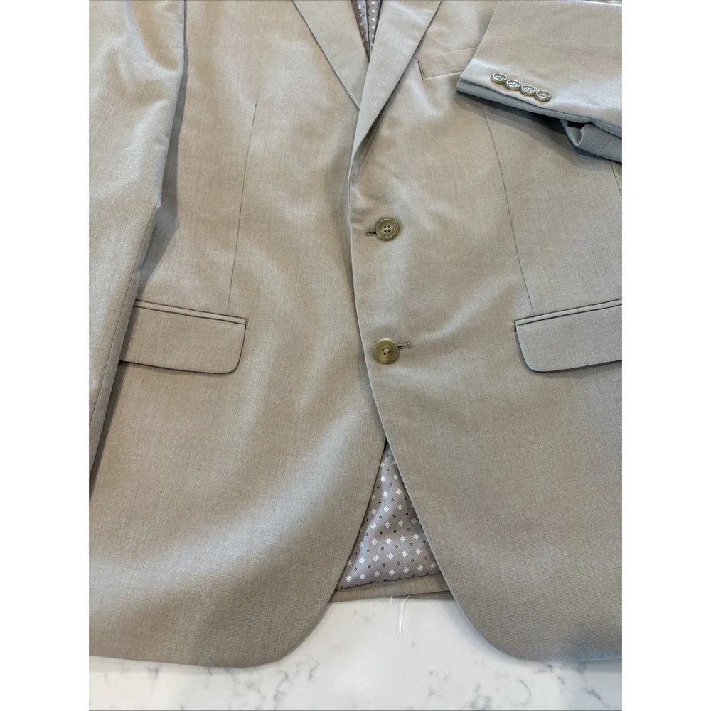 Chaps Blazer Mens 42R Tan‎ Polyester Rayon Sport Coat 2 Button Jacket Casual EUC